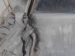 Kunst, Ölbild, 18x24 cm, Figuren, abstrahiert