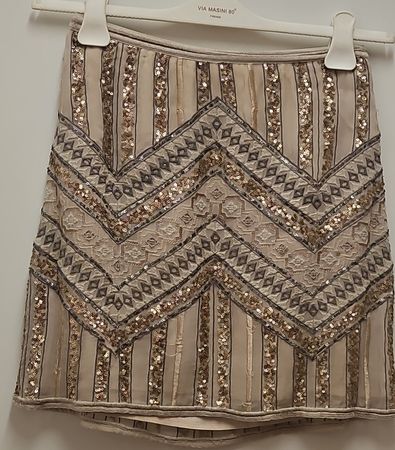 Mini Rock Paillettenmuster Gold beige verwendet Zustand