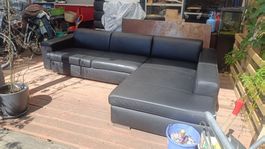 Ecksofa Leder schwarz  gebrauchter Zustand