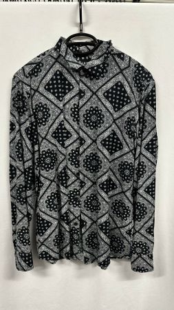 Boho Hemd Bohemian Style Bluse schwarz weiss Gr. M