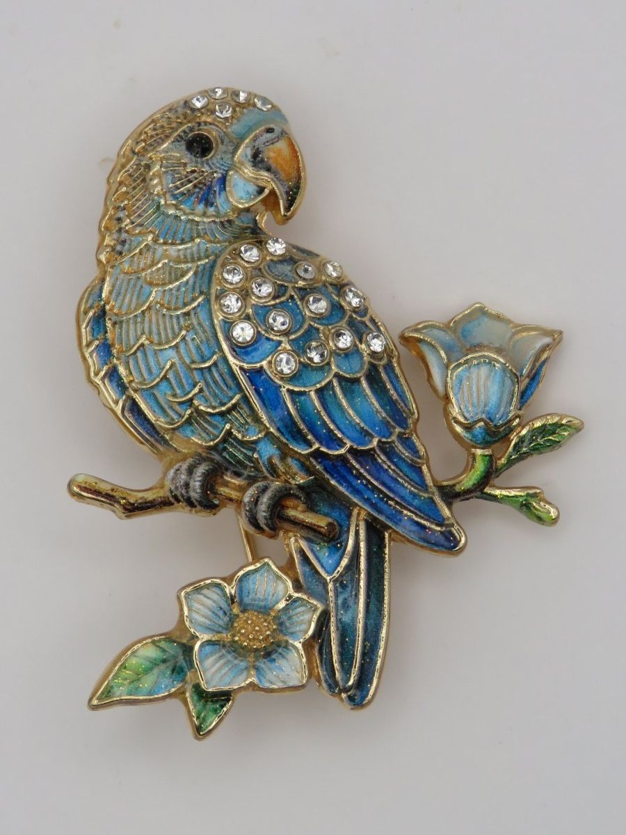 Broches & Aiguilles: Brosche - PAPAGEI - Emaille - Glitzersteine - 5x4cm – Neuf avec emballage d'origine à Grenchen par Yamahwildstar16 1
