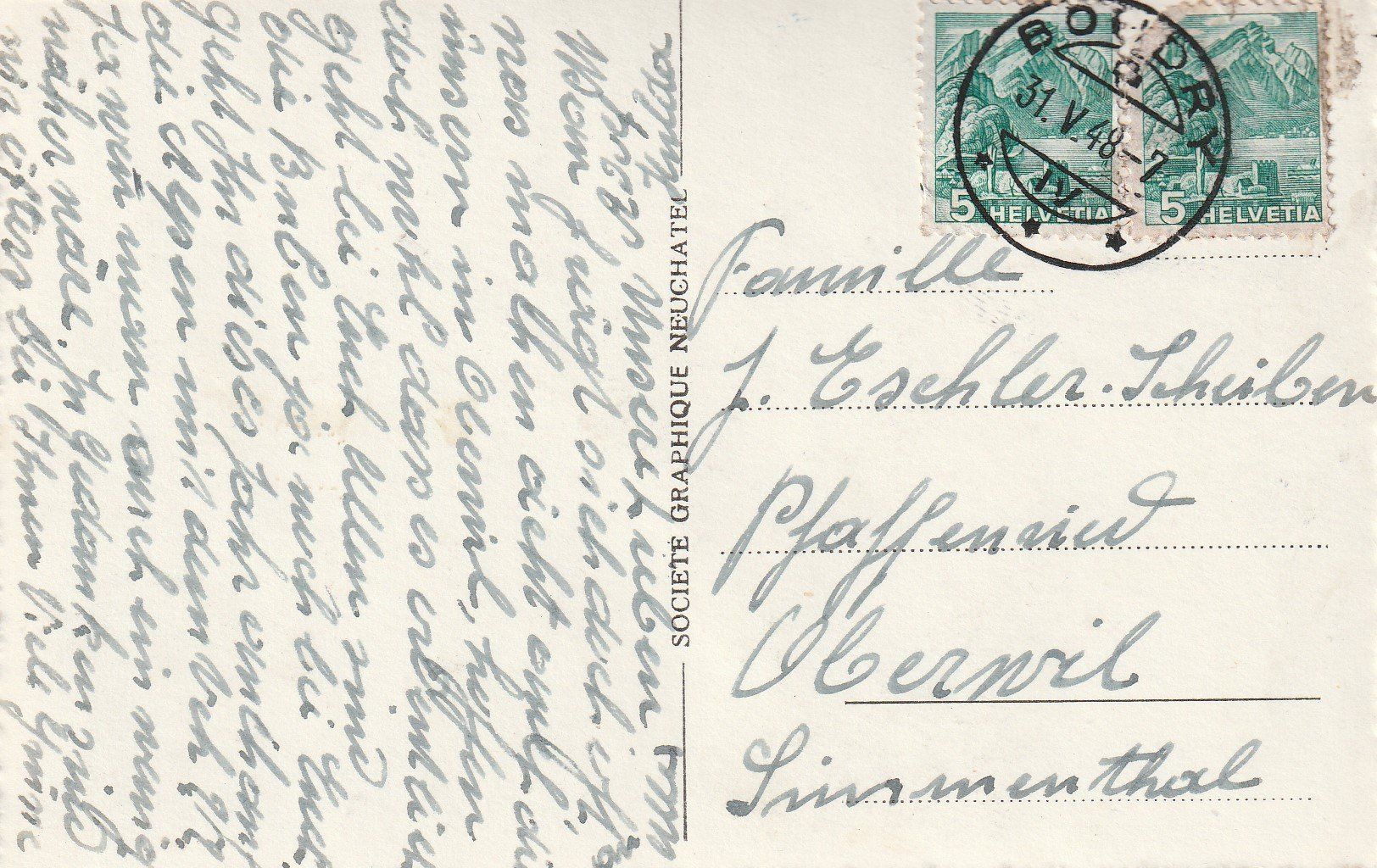 Cartoline postali: AK - Boudry - gel. 31.5.1948 – Usato da Fribourg venduto da schnalla92 1