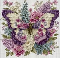 Kreuzstich-Handarbeit-Sticken-Schmetterling-Bild-Deko-36x30