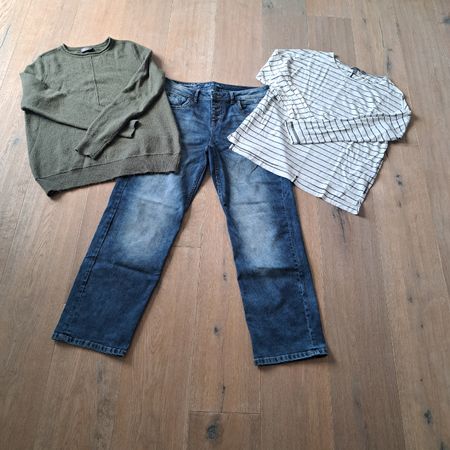 Damenkleidung 3 Teile Jeans Pullover Langarmshirt Grösse L