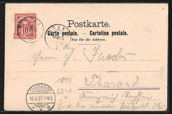 Cartes postales: Vorläufer-AK Vitznau, 1895, Hotel Rigib – D'occasion à Berlin par bartko-reher 1