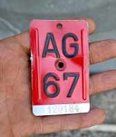 Velonummer AG von 1967 - Aargau - AG 67