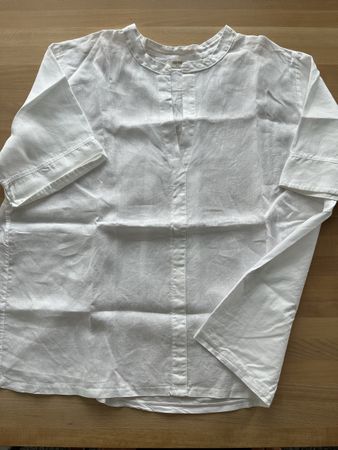 Weisse Leinen-Baumwollbluse kurzarm in Gr. XXL
