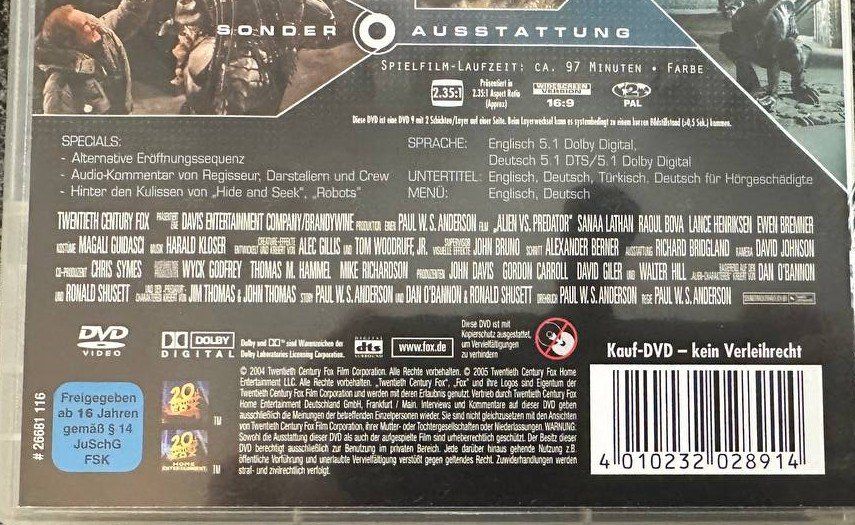 Tutti i DVDs: Alien vs. Predator 1+2 DVDs, Top Zustand – Usato da Beringen venduto da Mantafisch1 2