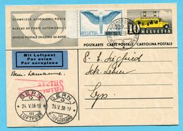 Postkarte Bern - Lausanne 1938 - Stempel ISTUS