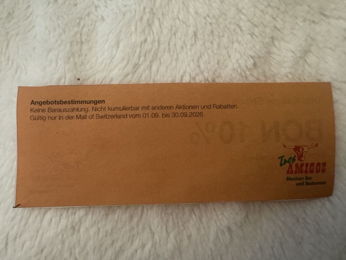 Buoni: Tres Amigos Ebikon - Rabattbon | Mall of Switzerland – Nuovo e nell'imballaggio originale da Sins venduto da sum_lv6d 1
