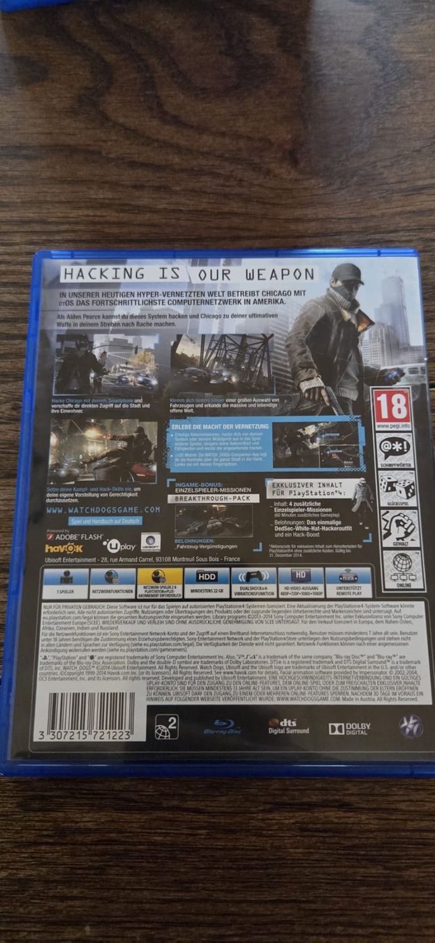 Sony Giochi: Watch Dogs - PS4 - Special Edition – Usato da Bassersdorf venduto da onlife 1