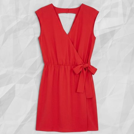 IKKS WOMEN Damen Kleid Rot Wickeloptik Gr. 36 – Elegantes