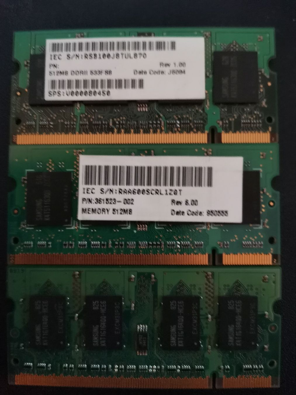 Samsung Memoria / RAM: 3 verschiedene SAMSUNG RAM Speicher PC2/DDR DIMM – Usato da Bottighofen venduto da andax 1