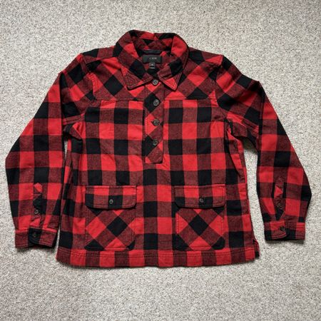 J. Crew Holzfäller Jacke Shirt Damen Gr.PM Wolle Rot Schwarz