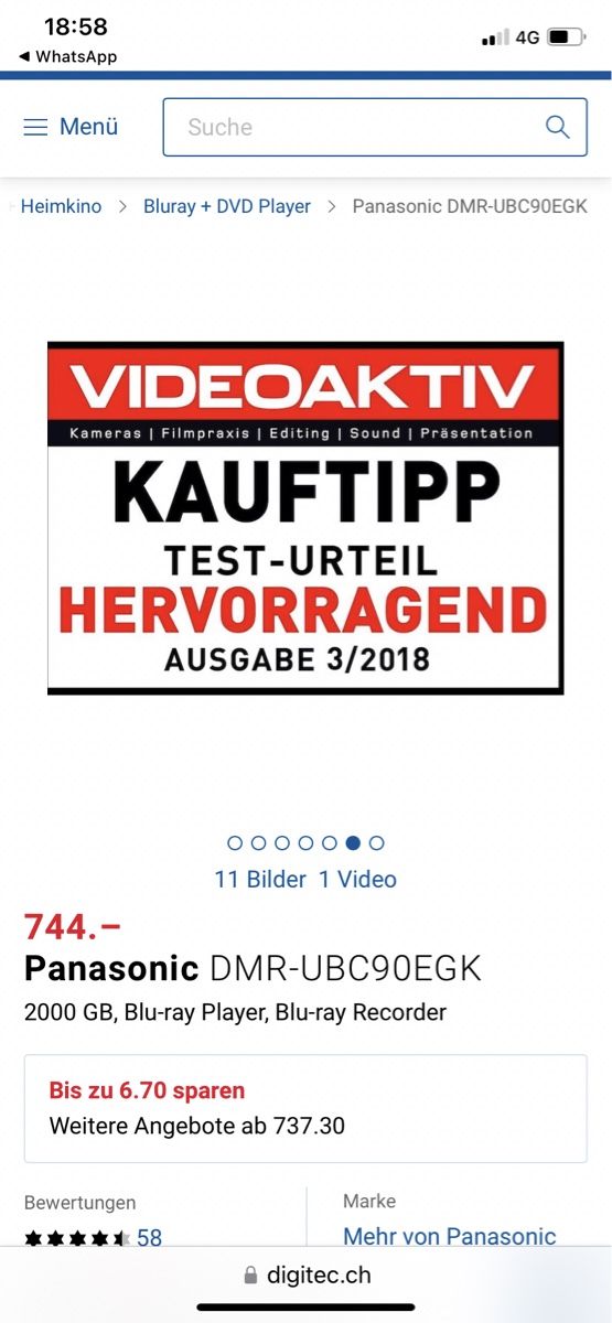 Panasonic Enregistreurs: Panasonic Blu-Ray Recorder mit Triple HD DVB-C/T2 Tuner – Neuf avec emballage d'origine à Neschwil par  7