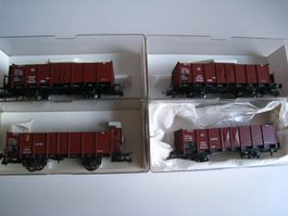 Fleischmann-Kohlenwagen-Set, 4 verschiedene Kohlewagen