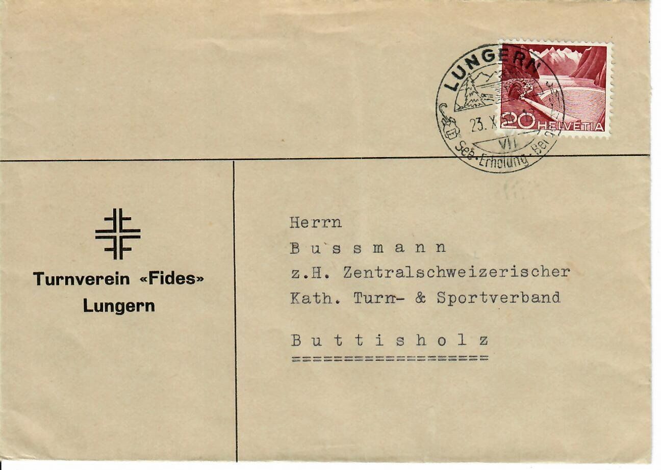 Alle Briefmarken: Brief, Turnverein Fides Lungern – Gebraucht aus Hochdorf von Ziegel-16