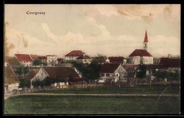 Ansichtskarten: AK Courgenay, Ortsansicht mit Kirche – Gebraucht aus Berlin von bartko-reher