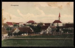 AK Courgenay, Ortsansicht mit Kirche