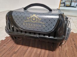 Transportbox Luxurious Pets schwarz mit Metallgitter