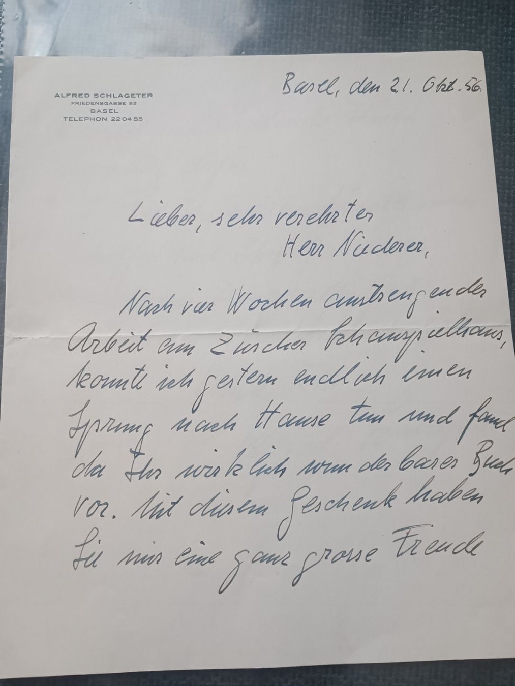 Autografi: Alfred Schlageter - Schauspieler - †1981 – Usato da Menziken venduto da Artographs