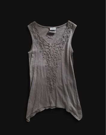 Damen Top Street One grau mit Spitze Baumwolle