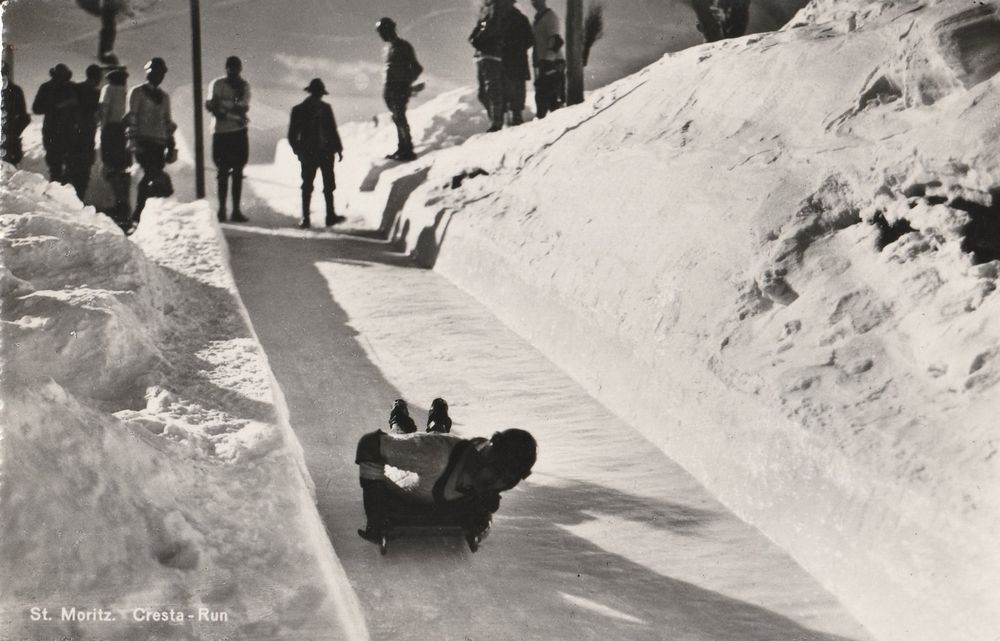 St. Moritz Cresta Run Skeleton frühe AK Photoglob Wehrli (Gebraucht) in ...