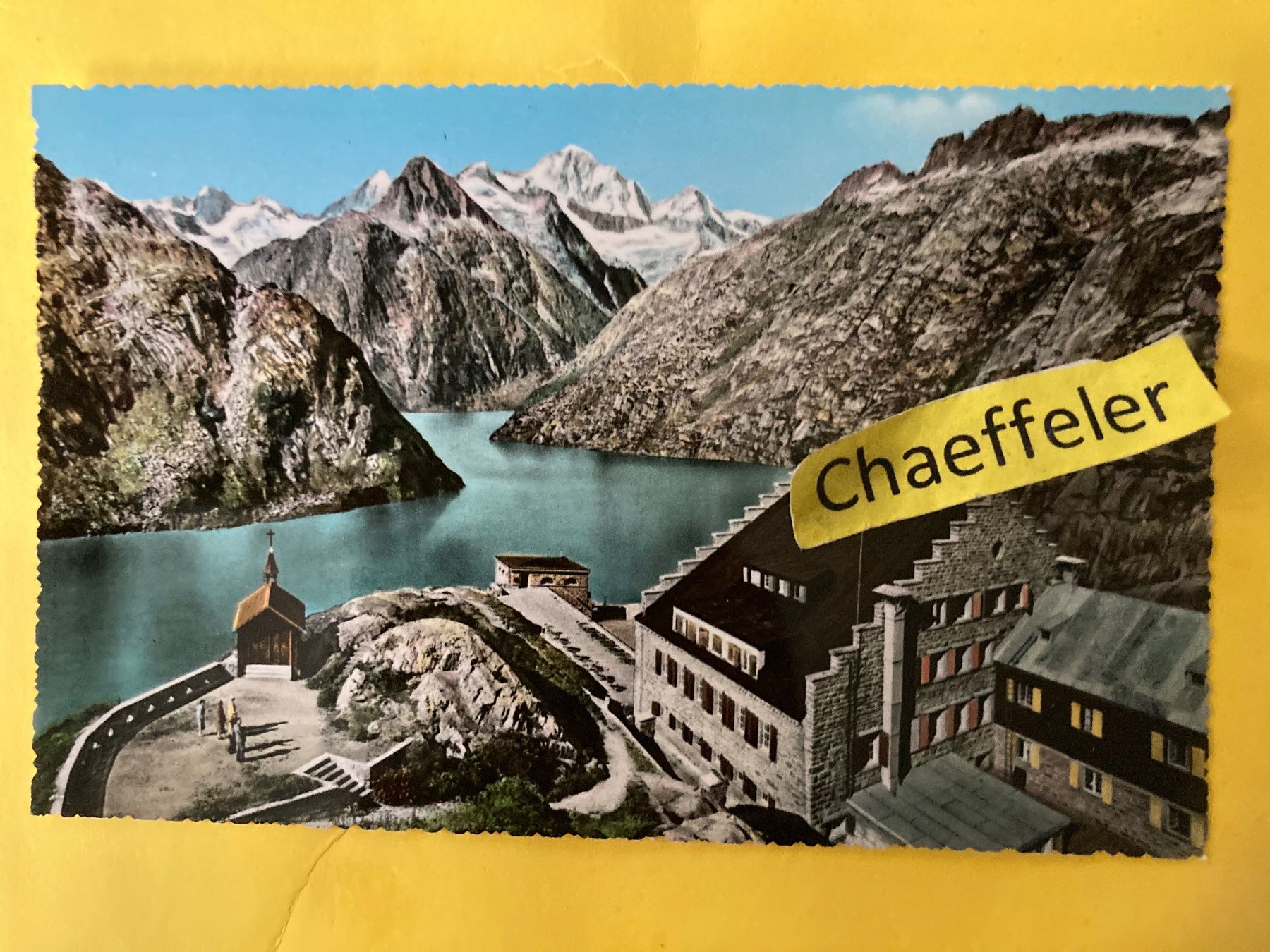 Cartoline postali: Grimsel-Hospiz. Blick auf Finsteraarhorn – Usato da Zürich venduto da Chaeffeler