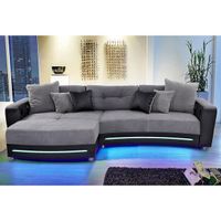 Ecksofa «Party» mit Beleuchtungsleiste und Soundsystem, schw