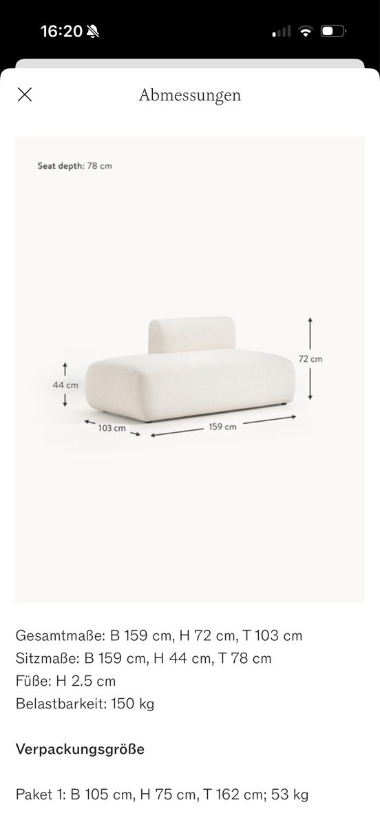 Sofas: Westwing Collection Sofia Ottomane-Modul weiss – D'occasion à Zürich par and_v5kz 5