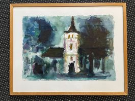 Aquarell / Kirche von Heinz - Peter Kohler 1977    (ID M354)