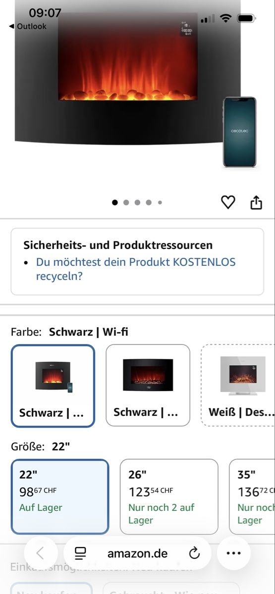 Radiatori: Elektro-Kamin Wand - neu – Nuovo e nell'imballaggio originale da Ringgenberg BE venduto da kat_n5w8 2