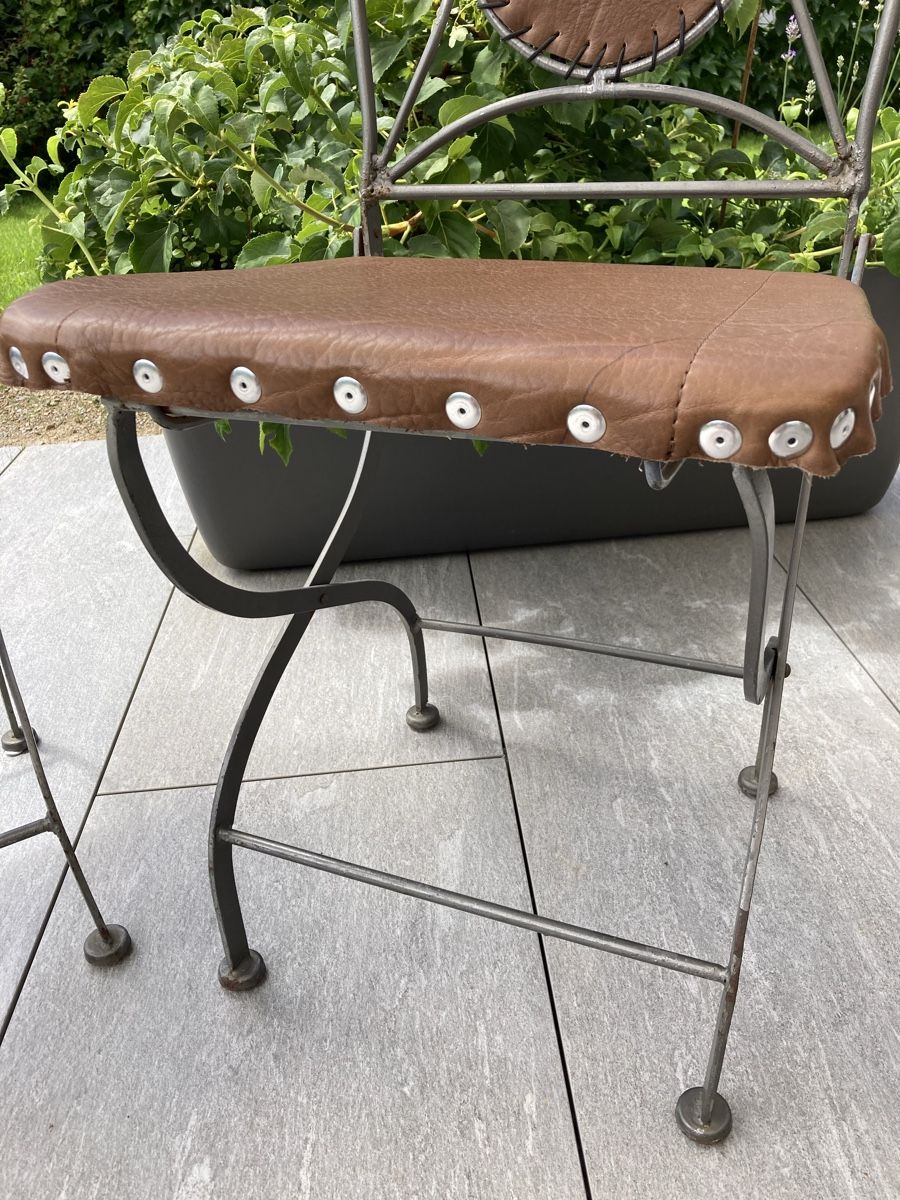 Sedie: 2 TOP - ANTIKE METALL mit LEDER GARTENSTÜHLE – Usato da Nidfurn venduto da cejeisda 4
