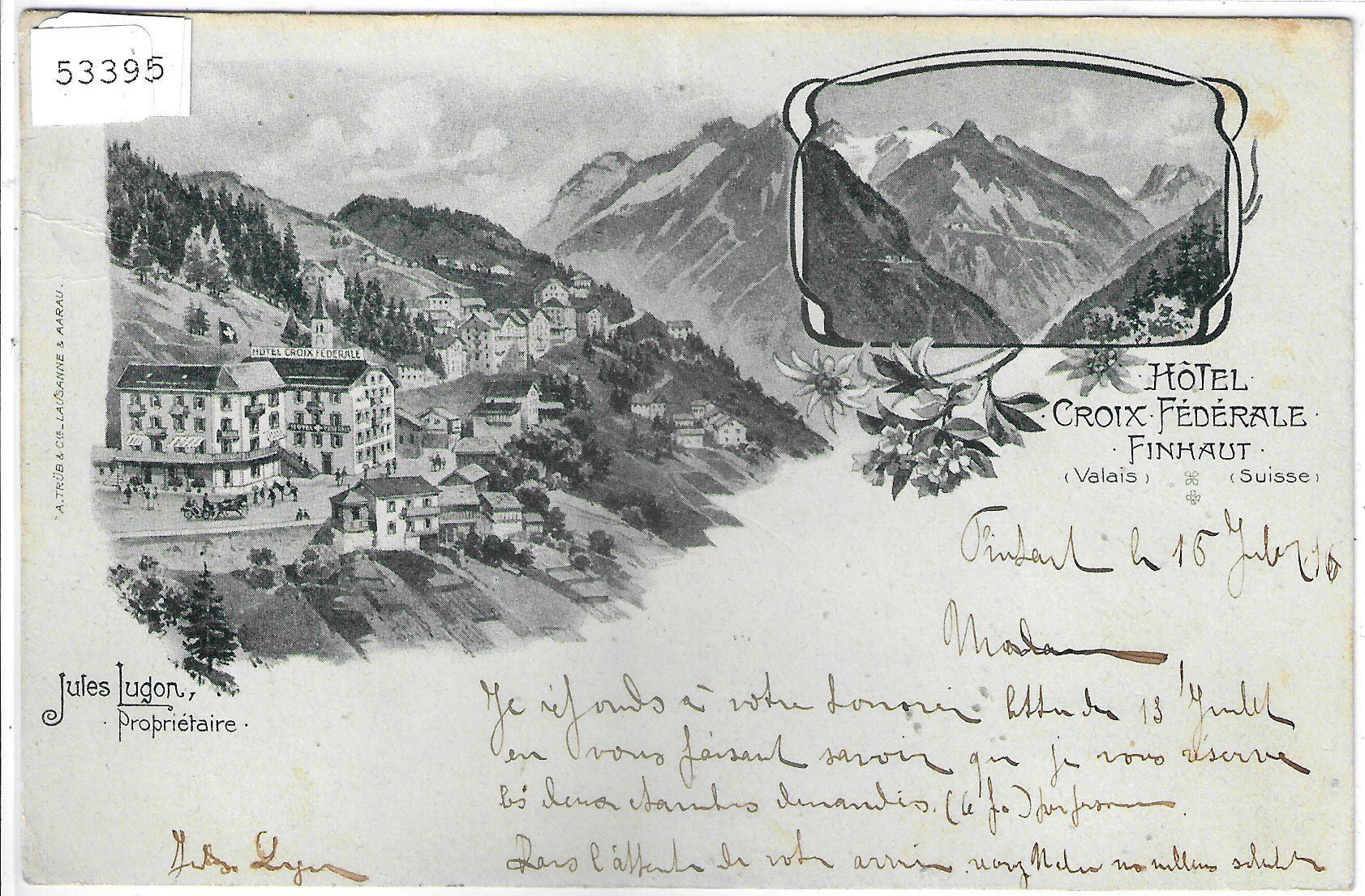 Cartoline postali: Hotel Croix-Federale Finhaut – Difettoso da Ettingen venduto da Kartenplanet
