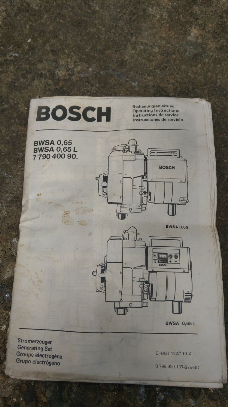 Bosch Generatori di corrente: Generator Bosch BWSA 0.65kVA – Usato da Bern venduto da ksliqbe 5
