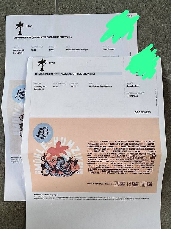 Biglietti: Span Konzert Mühle Hunzike – Nuovo (secondo la descrizione) da Kirchberg BE venduto da Nunu007