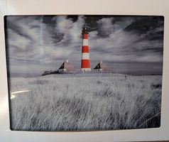Glas-Bild eines Leuchtturms an der Küste, 60x80cm