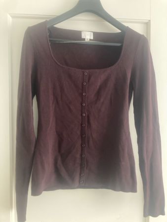 Feinstrick-Cardigan, Aubergine, Gr. M – Herbst-Look!