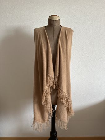 Noco Kaschmir-Gilet Beige Fransen Top Zustand!