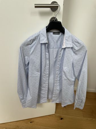 Yessica Damen Bluse Gr. 40 Hellblau Gepunktet Sommer