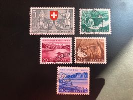 5 timbres oblitérés Pro Patria 1953