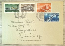 TR59 Enveloppe + Timbre Suisse 1947