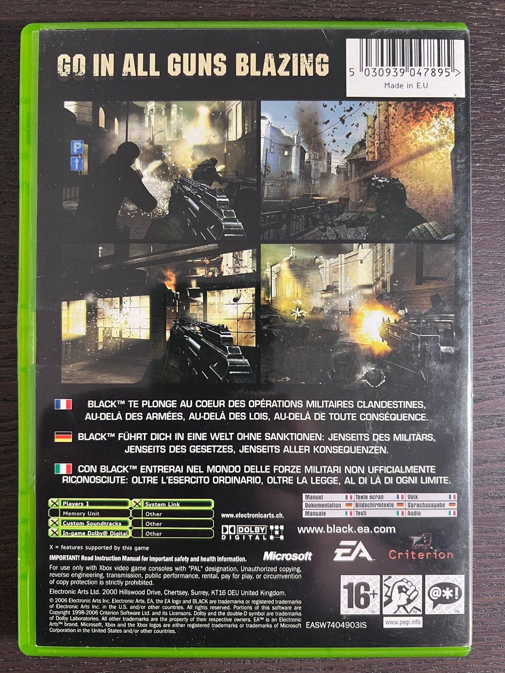 Microsoft Spiele: Black – Gebraucht aus Zürich von GameFreunde 1