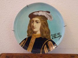 Fayence  Keramik / Musketier mit Feder