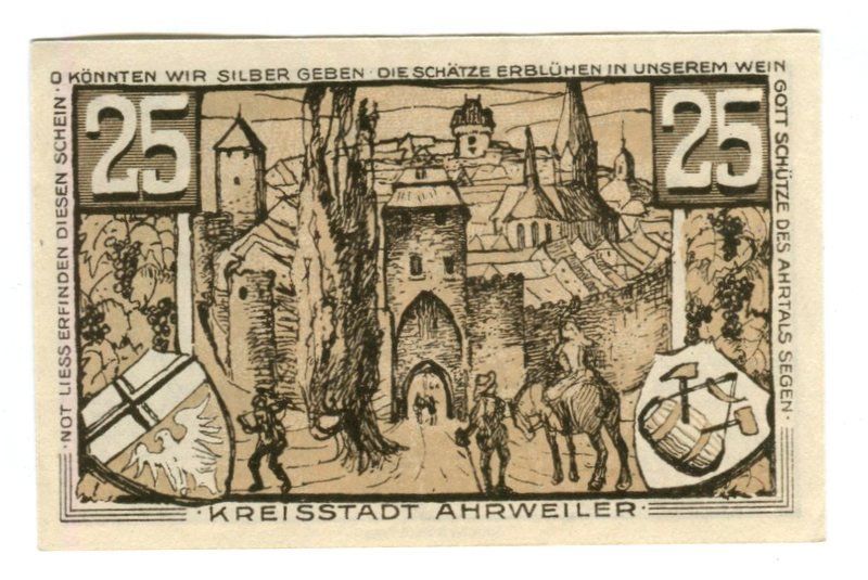 Banconote: Notgeld "25 Pfennig. Ahrweiler 1921" – Usato da Basel venduto da Butsch5 1