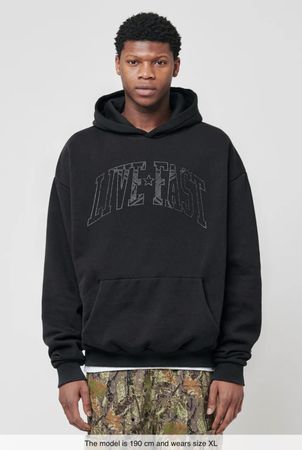 LFDY Hoodie schwarz Grösse L mit Strass Stein Logo