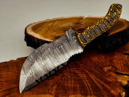 Geprüft! 1A Knife Faltenstahl DAMASCUS Damast Jagd Messer