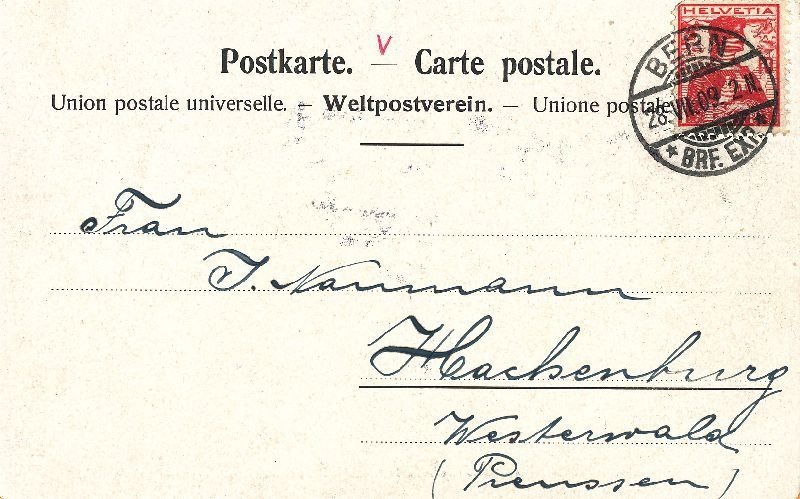 Cartoline postali: Bern - Hotelgasse Litho + 1909 – Usato da Emmenbrücke venduto da teestube 1