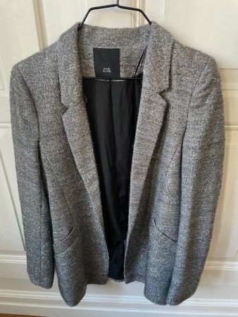 NEW River Island Metallic Party Blazer Glitzer Silber Jacke