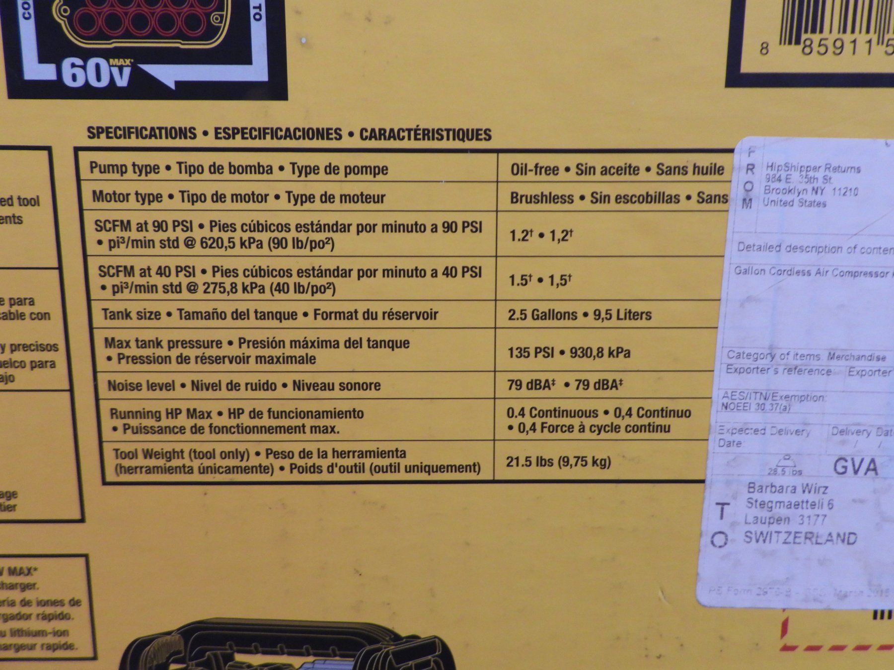 Dewalt Compresseurs: Dewalt Flexvolt Air Compressor Brushless Made in USA – D'occasion à Tavannes par jimananas 9